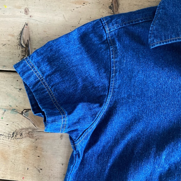 Vintage Belle Maison jeans utility shirt half button size Small 100% cotton - Picture 6 of 9